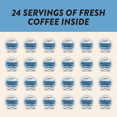 Angelino's Breakfast Antigua pods shown with Keurig brewer for seamless compatibility
