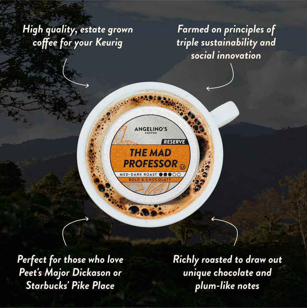 Keurig-compatible Mad Professor pods ready for quick home brewing.
