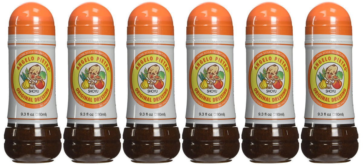 Angelo Pietro Shoyu Flavor bottle pour for rich stir-fry seasoning.