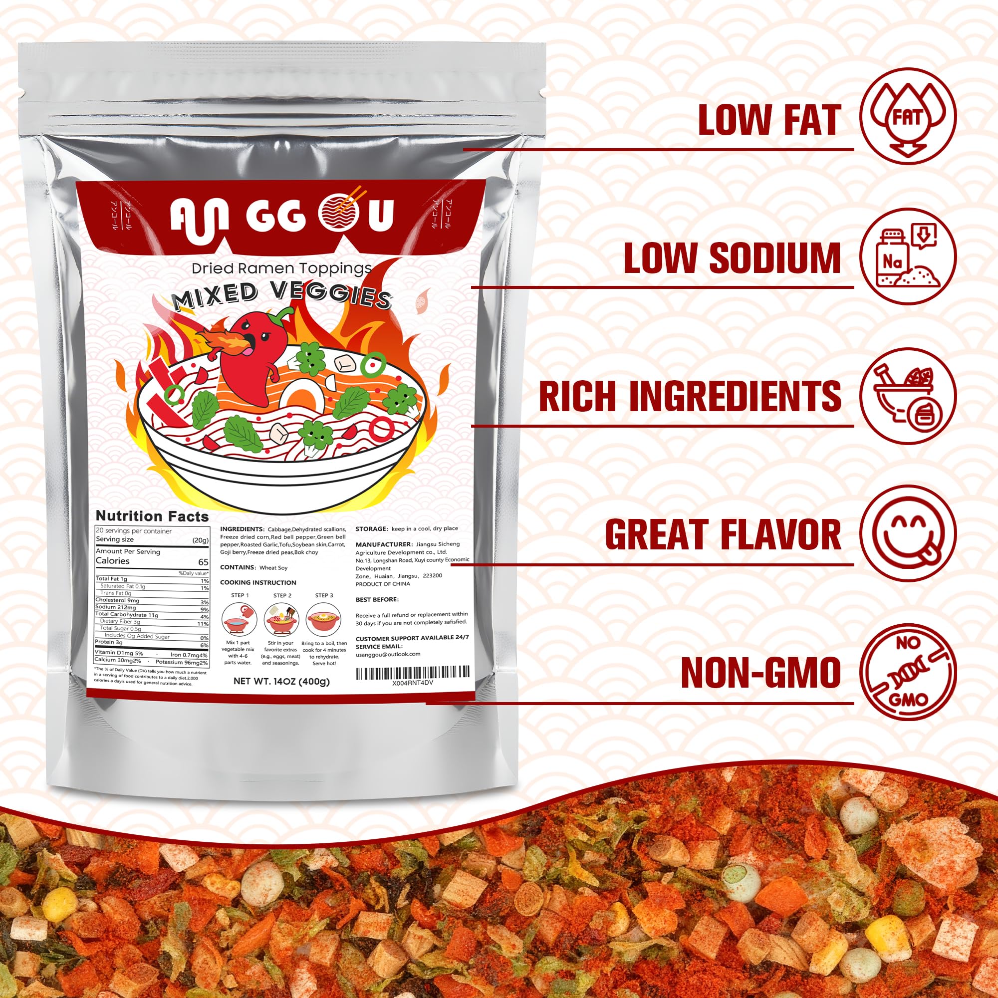 Anggou chili powder packet demonstrates heat control for customizable spice.