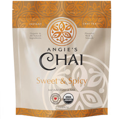 Angie's Chai bottle of sweet and spicy organic chai powder for easy brewing