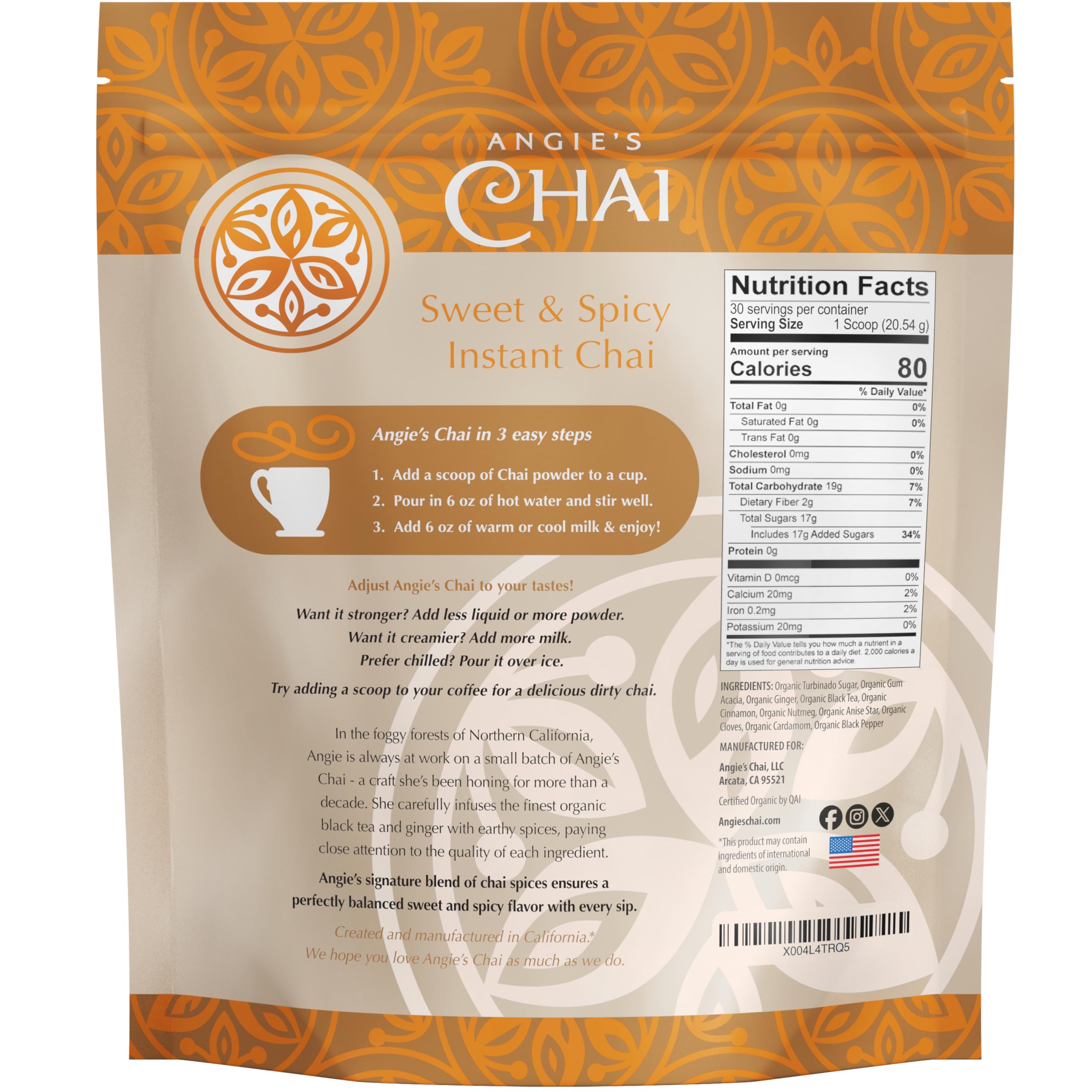 Pour-ready Angie's Chai for fast hot chai or latte preparation