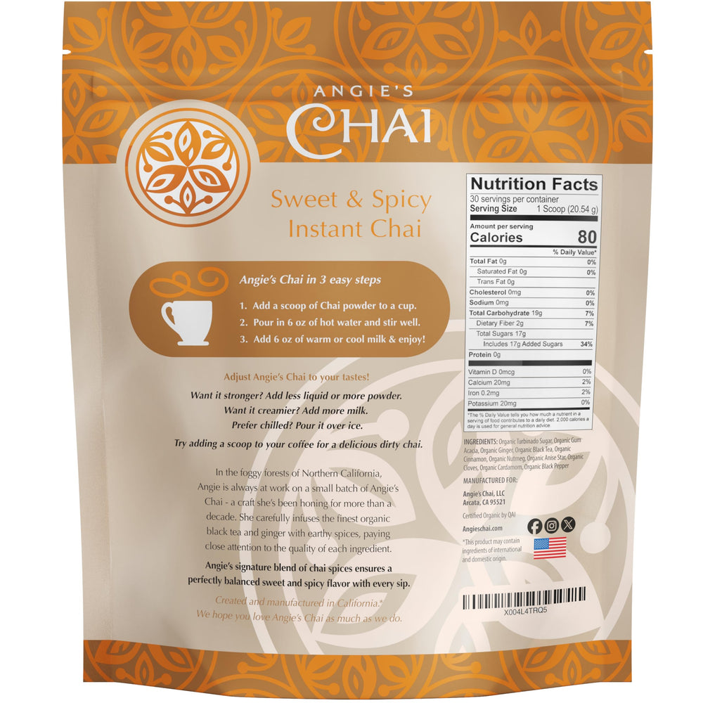 Pour-ready Angie's Chai for fast hot chai or latte preparation