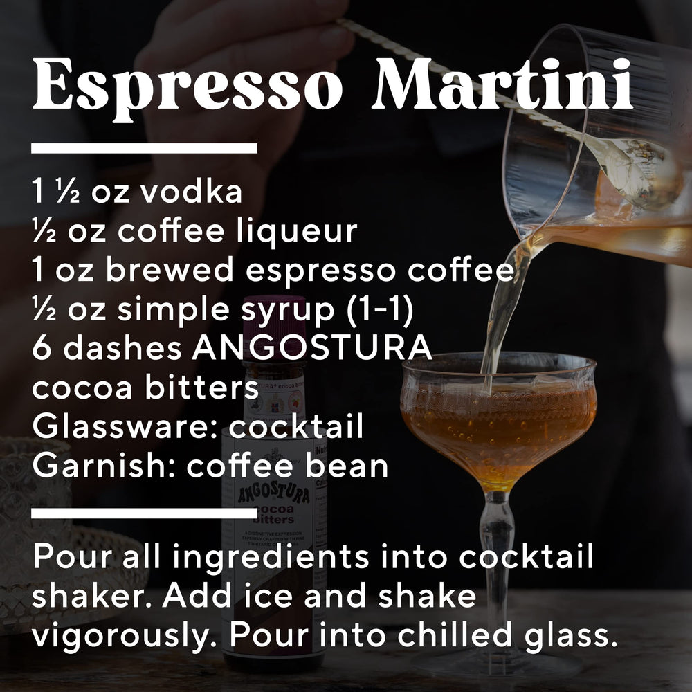 ANGOSTURA Cocoa Bitters ingredients-drawer hints at premium botanicals