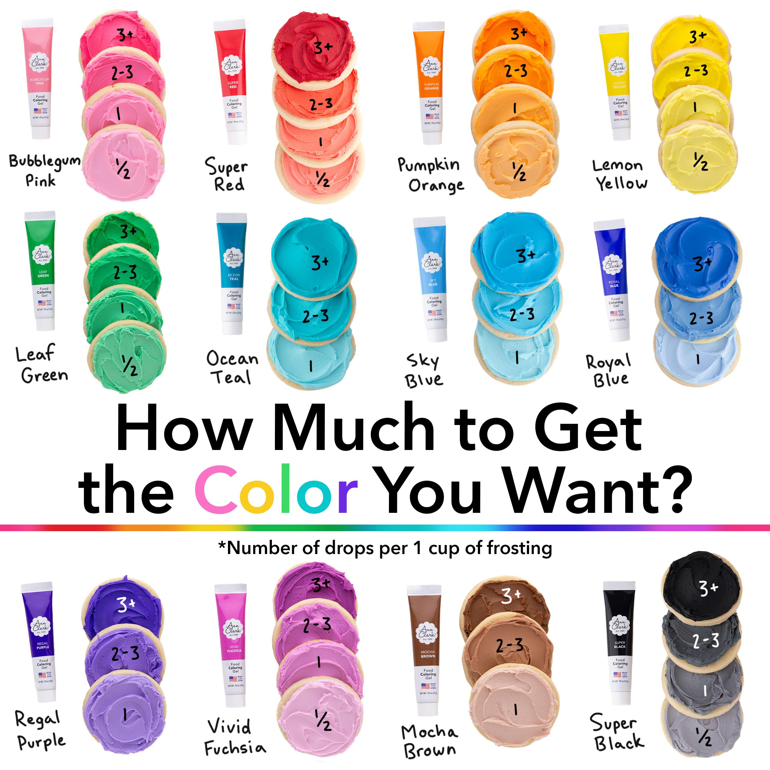 Ann Clark Cookie Cutters allergen-free gel coloring is vegan and kosher.