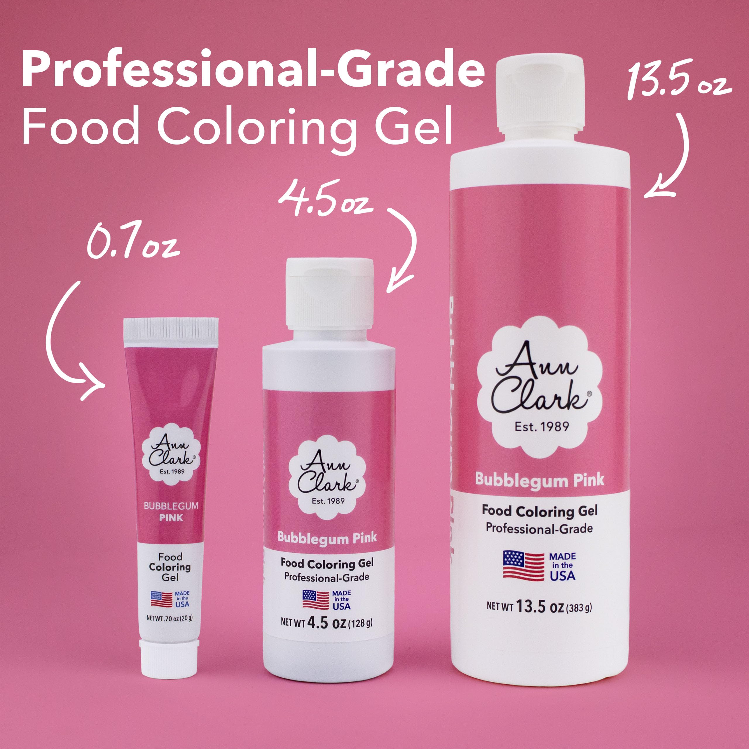 Ann Clark Bubblegum Pink color gel ideal for vibrant buttercream frosting
