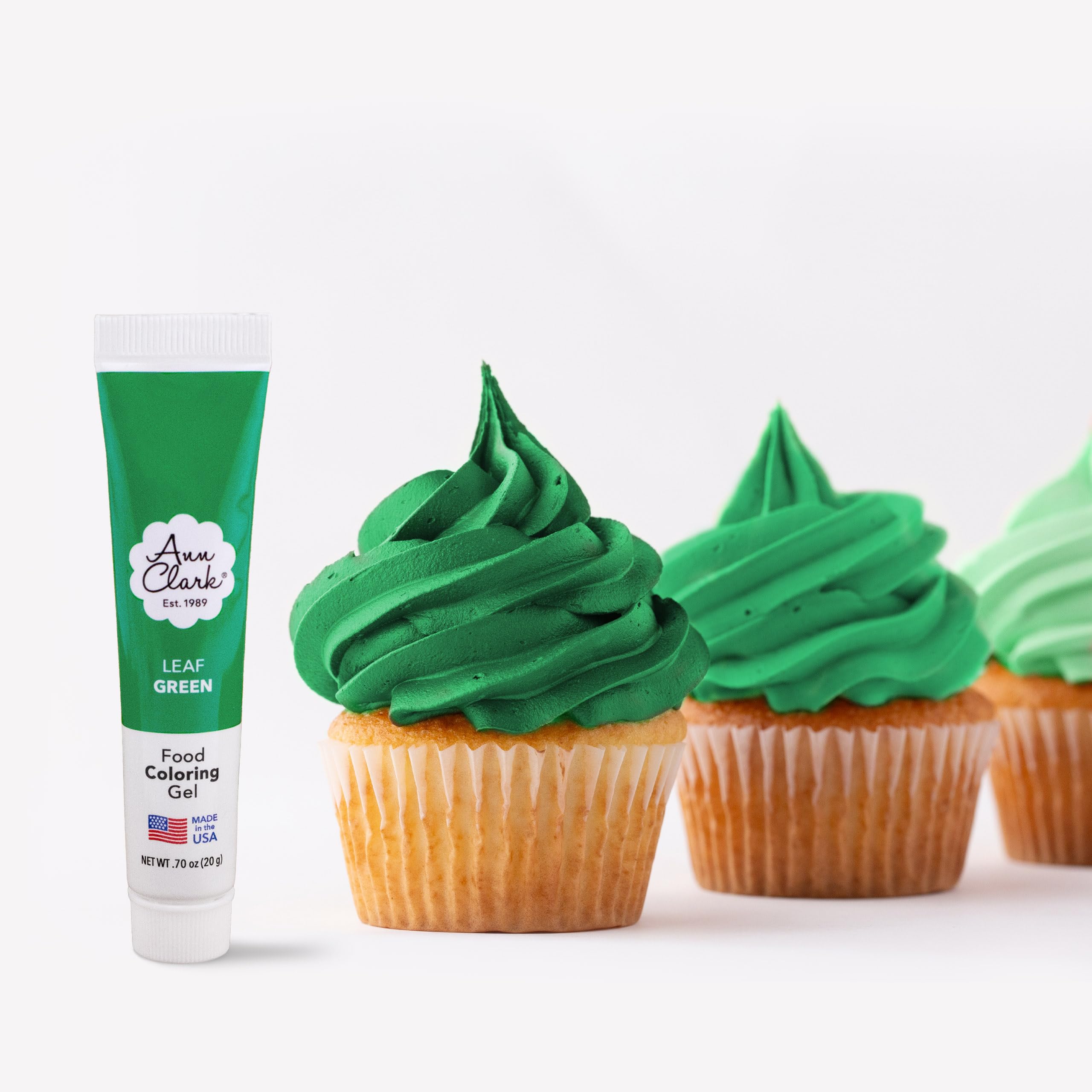 Ann Clark Leaf Green gel color tube for vibrant cookies and cakes.