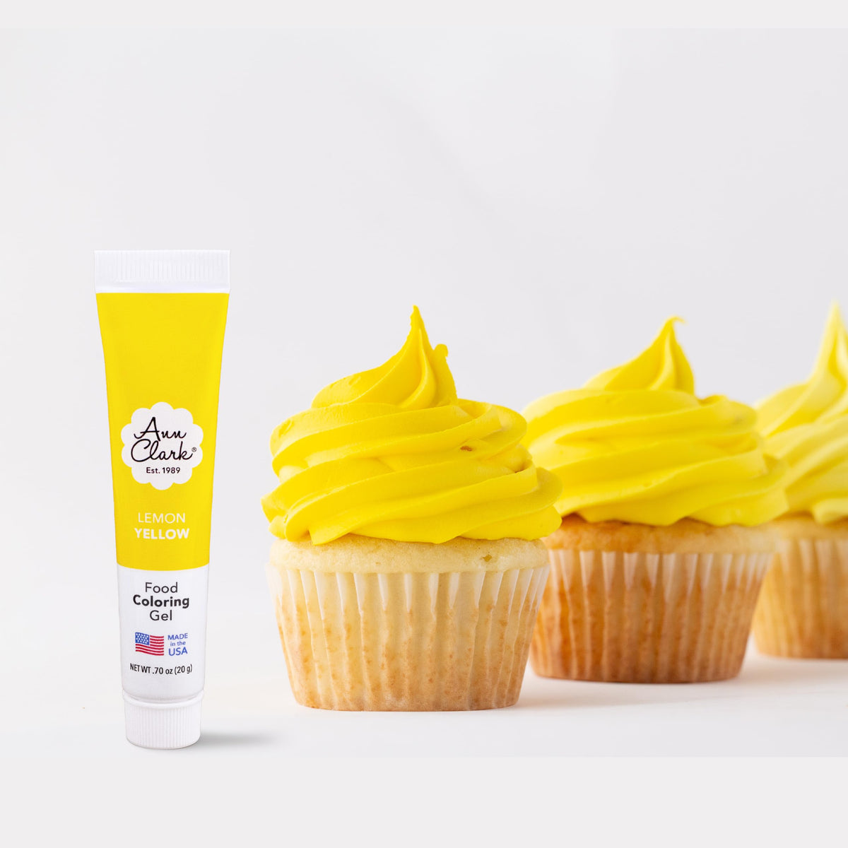 Ann Clark Lemon Yellow Food Coloring Gel bottle for precise color control in icing and frosting.