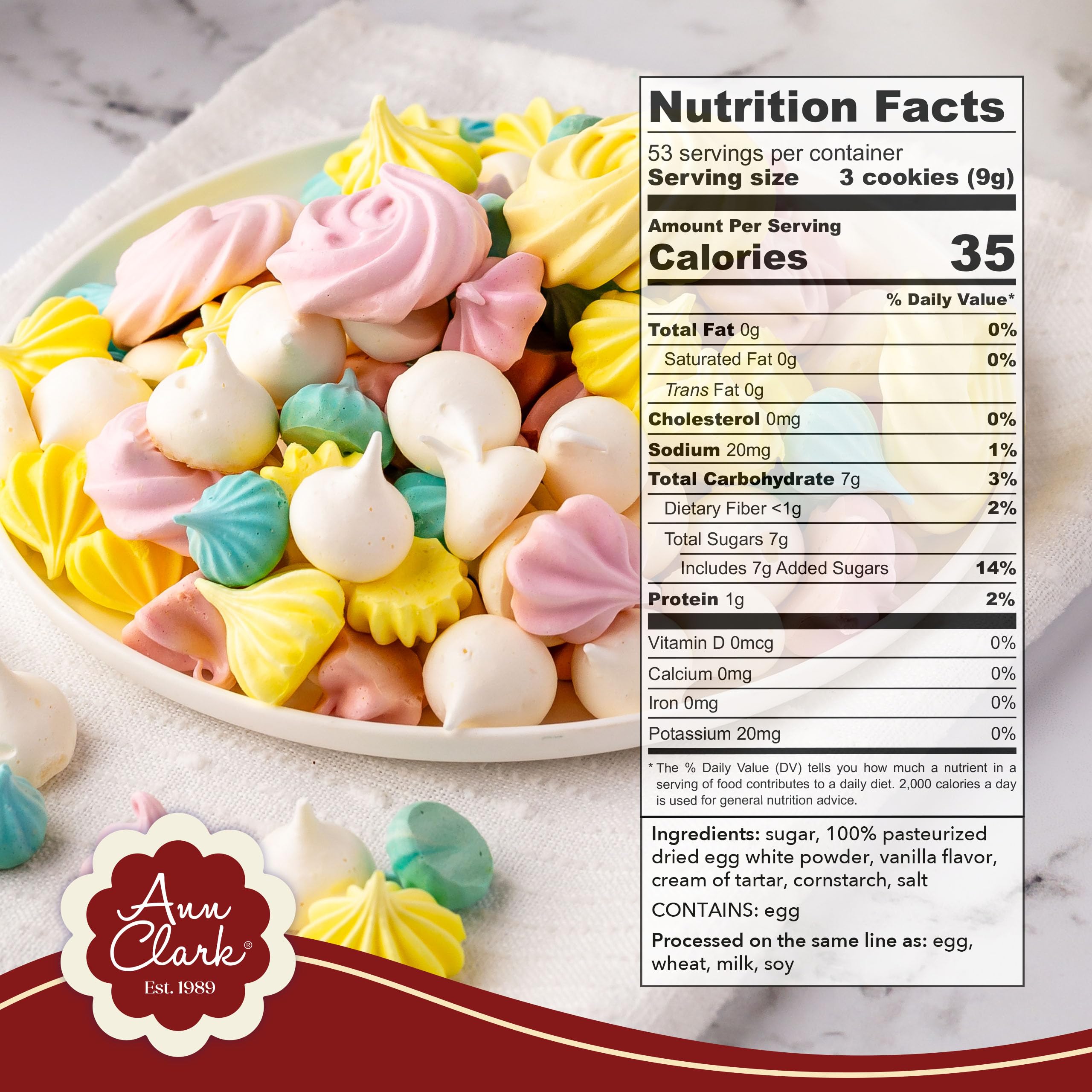 Ann Clark Meringue Powder with measuring scoop for precise portions.