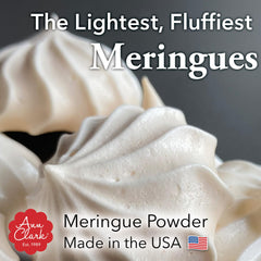 Ann Clark Meringue Powder whipped to stiff peaks for airy cookies and toppings.