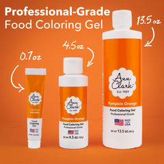 Ann Clark pumpkin orange gel applied to frosting for even color.