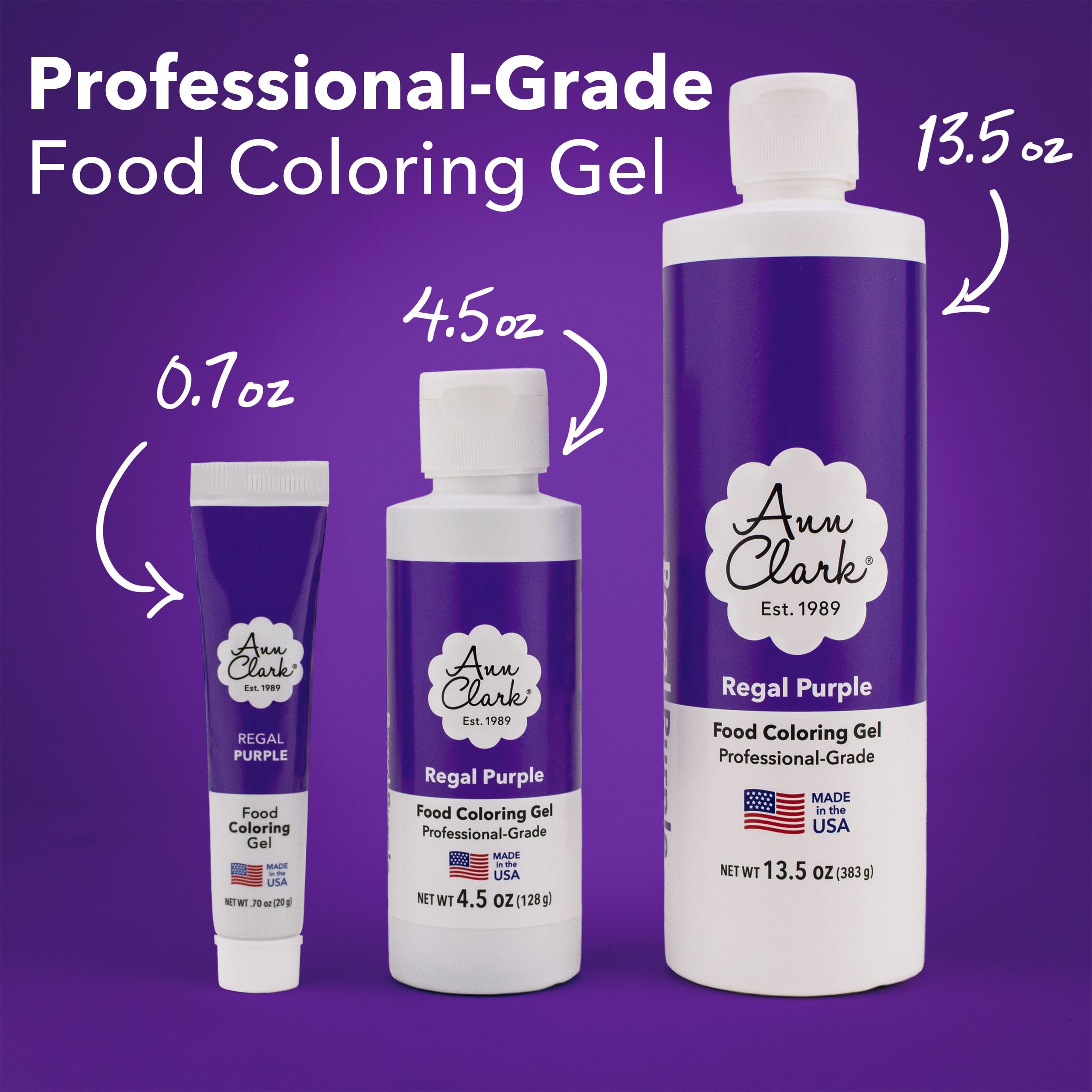 Close-up of Ann Clark Regal Purple gel color for piping control.