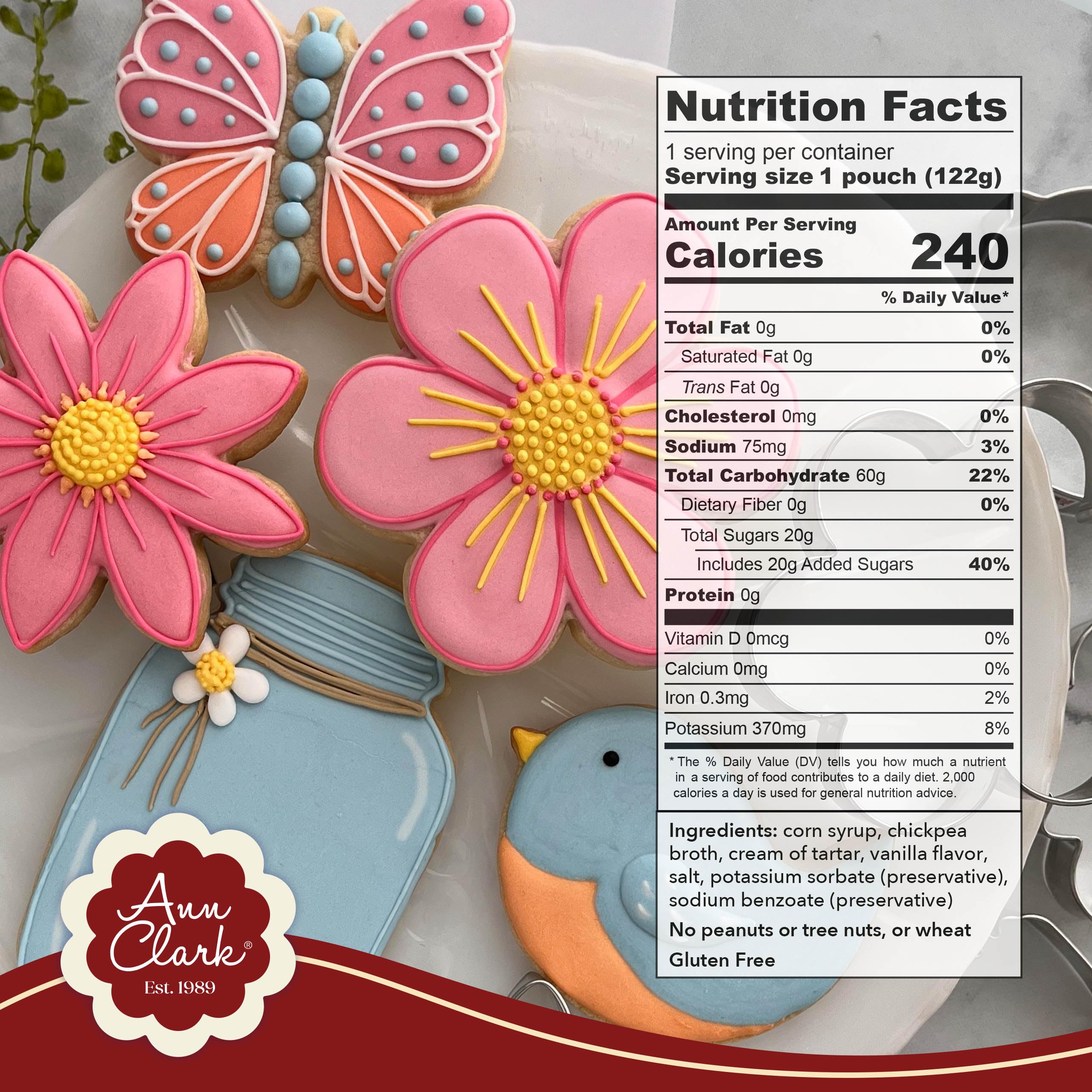 Ann Clark Royal Icing Mix measuring-free prep for quick icing.
