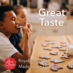 Ann Clark Royal Icing Mix ready to blend with powdered sugar for smooth icing.
