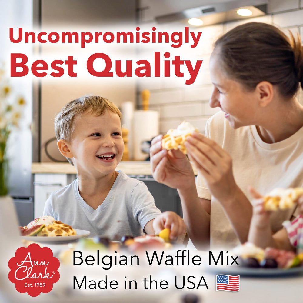 Golden waffles plated by Ann Clark for a cozy breakfast