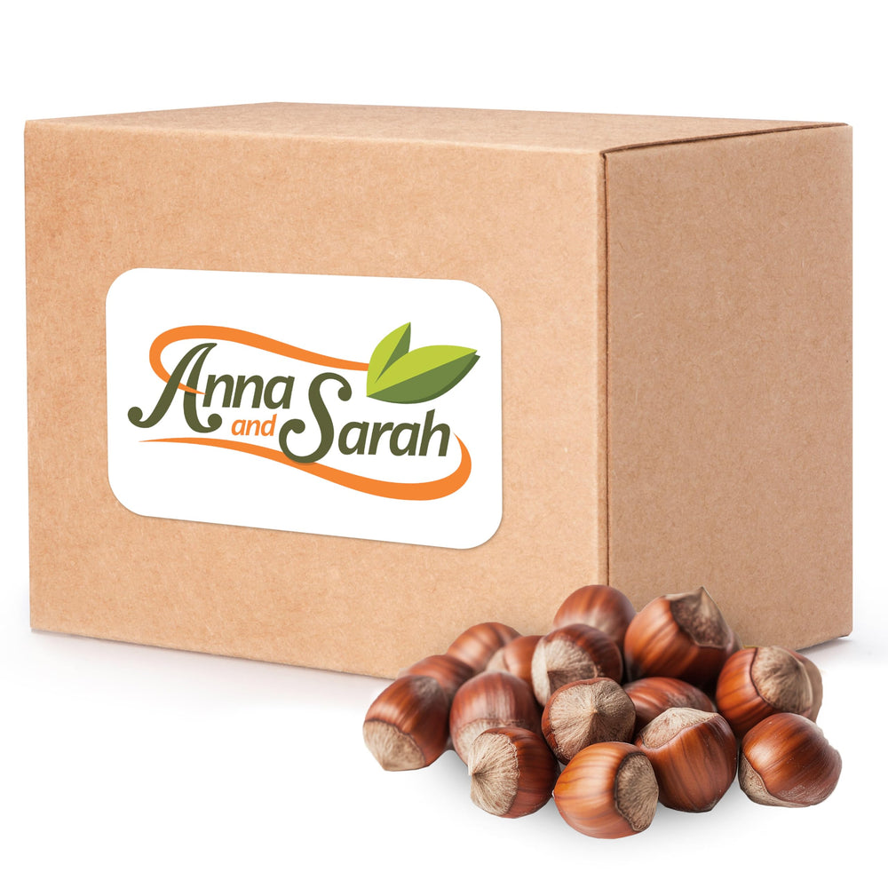Anna and Sarah hazelnuts in shell closeup highlights texture and raw flavor