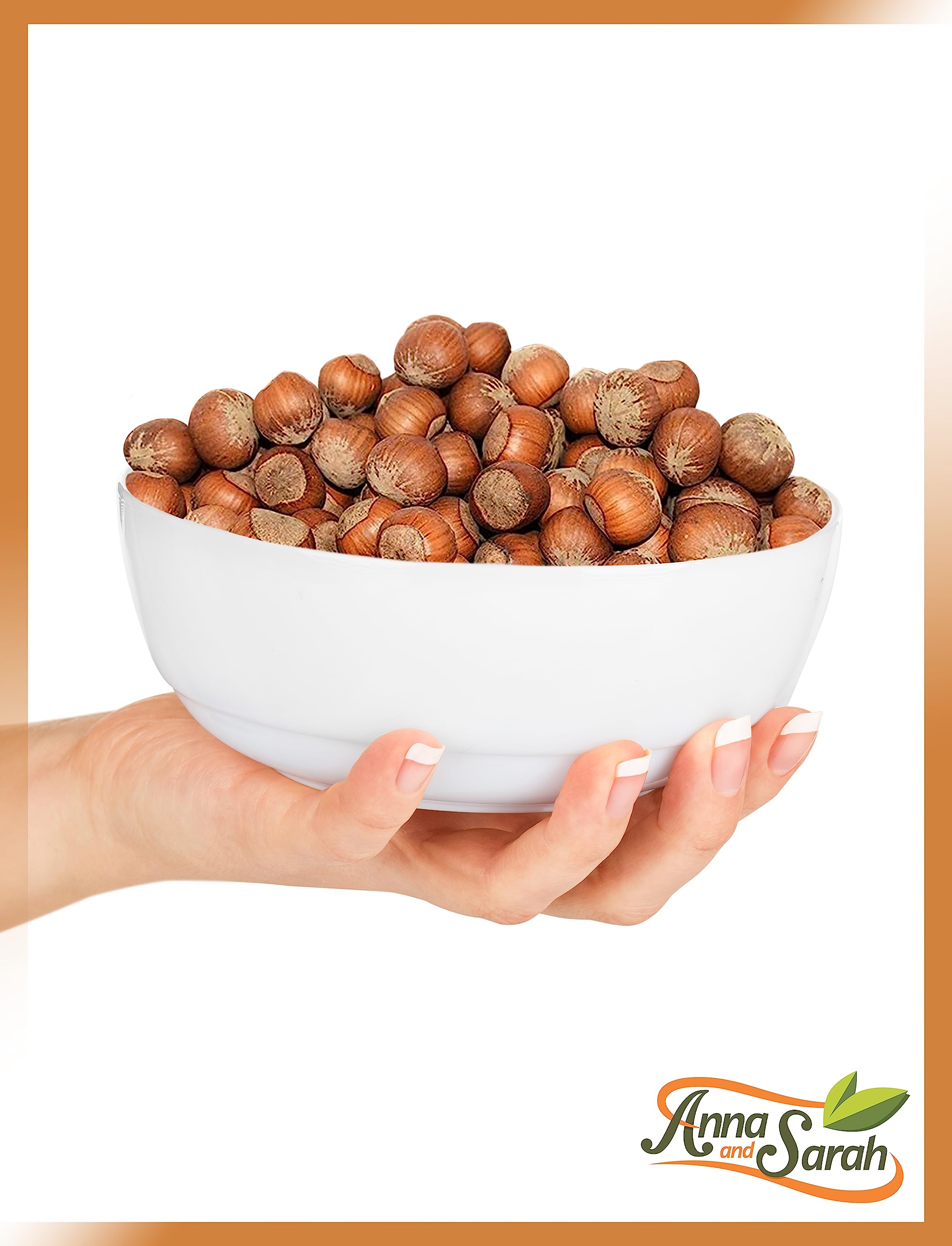 Anna and Sarah hazelnuts in shell plated with fruit suggesting snack or topping use