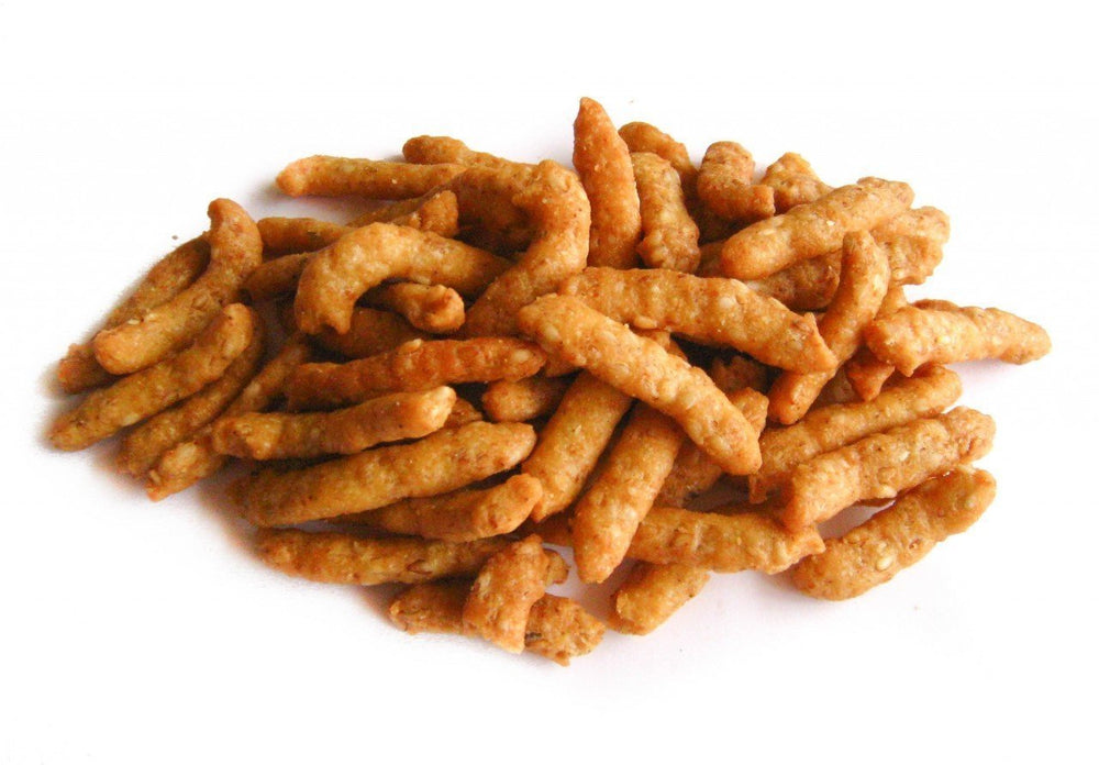 Anna and Sarah narrow sesame sticks in a resealable bag for on-the-go snacking.