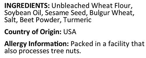 United States origin label on Anna and Sarah sesame sticks highlighting simple packaging.