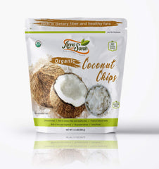 Anna and Sarah coconut chips packaging front with organic certification claim.