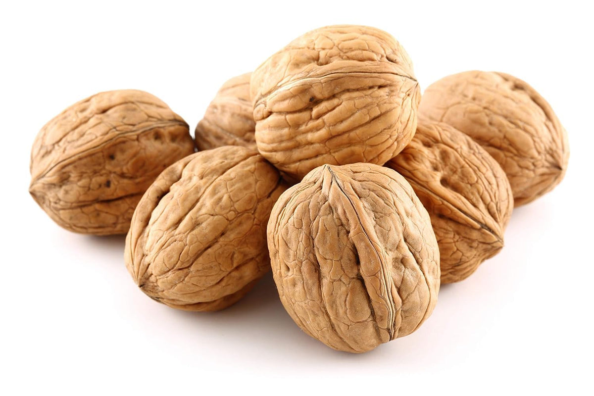 Anna and Sarah premium walnuts in shell closeup showing large kernels for snacking