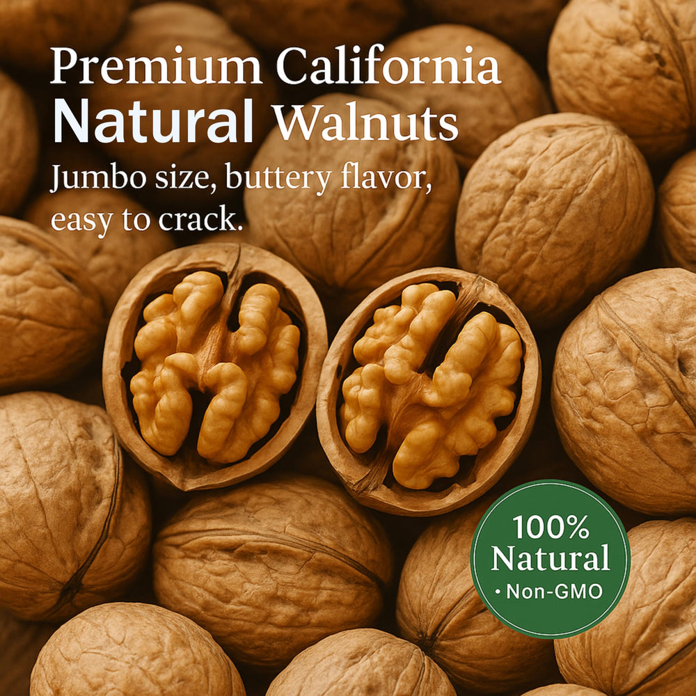 Anna and Sarah walnuts in shell on kitchen counter highlighting freshness