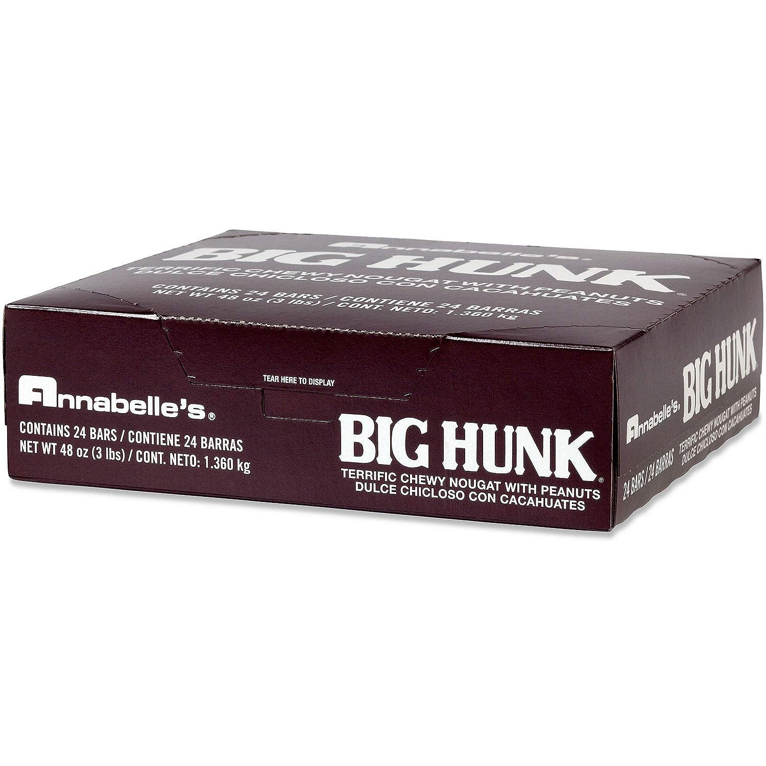 Annabelle's Big Hunk Candy Bar 1.8 oz, 24-pack, convenient for on-the-go snacking.