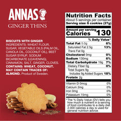 Annas Ginger Swedish Thins close-up emphasizes crisp, delicate cookies