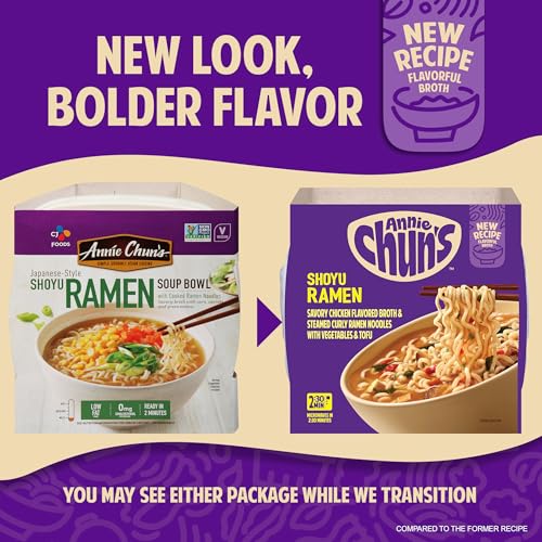 Annie Chun's Ramen Soup Bowl Shoyu brand logo reinforces trusted pantry staple.