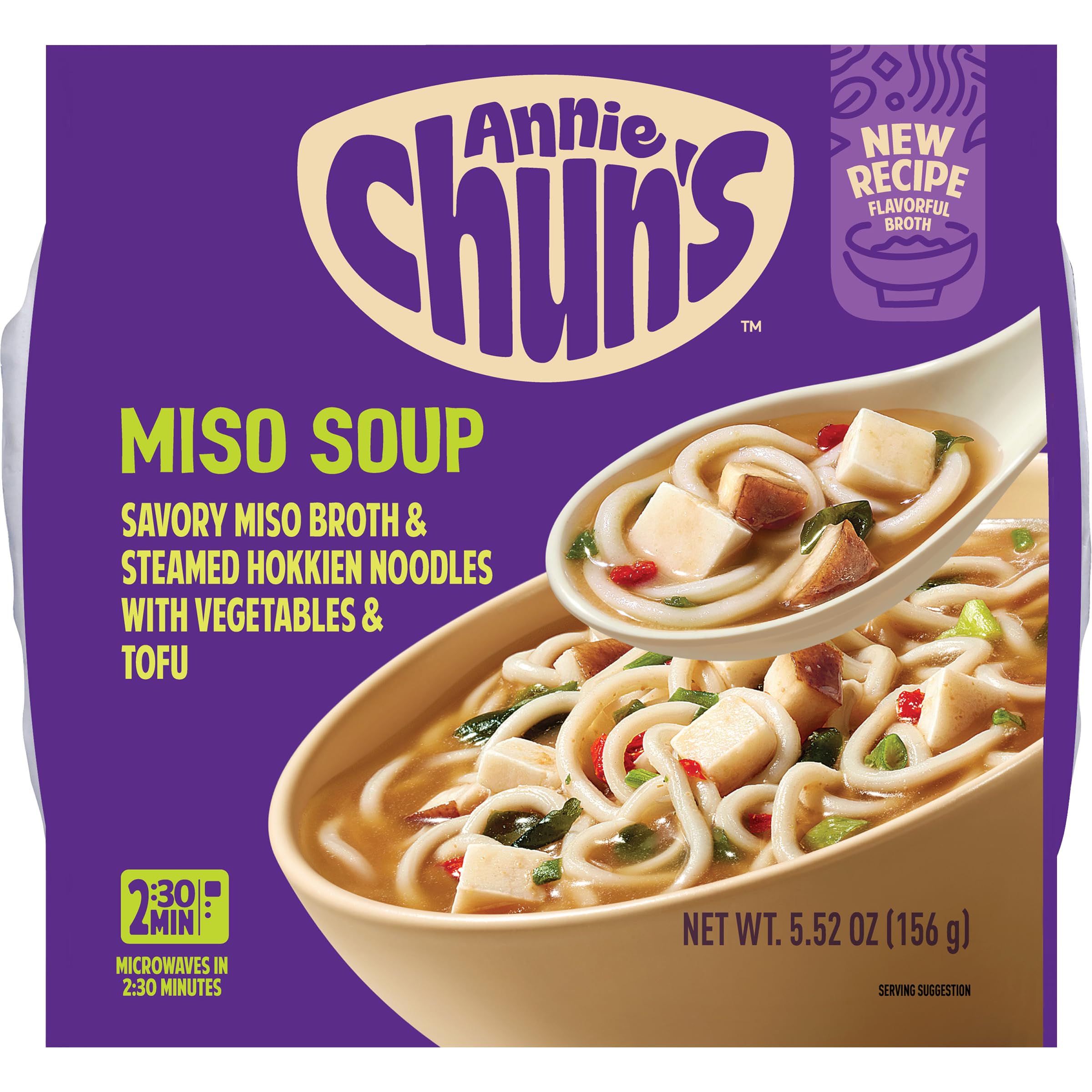 Annie Chun's Soup Bowl Miso packaging highlighting premium ingredients for quick meals