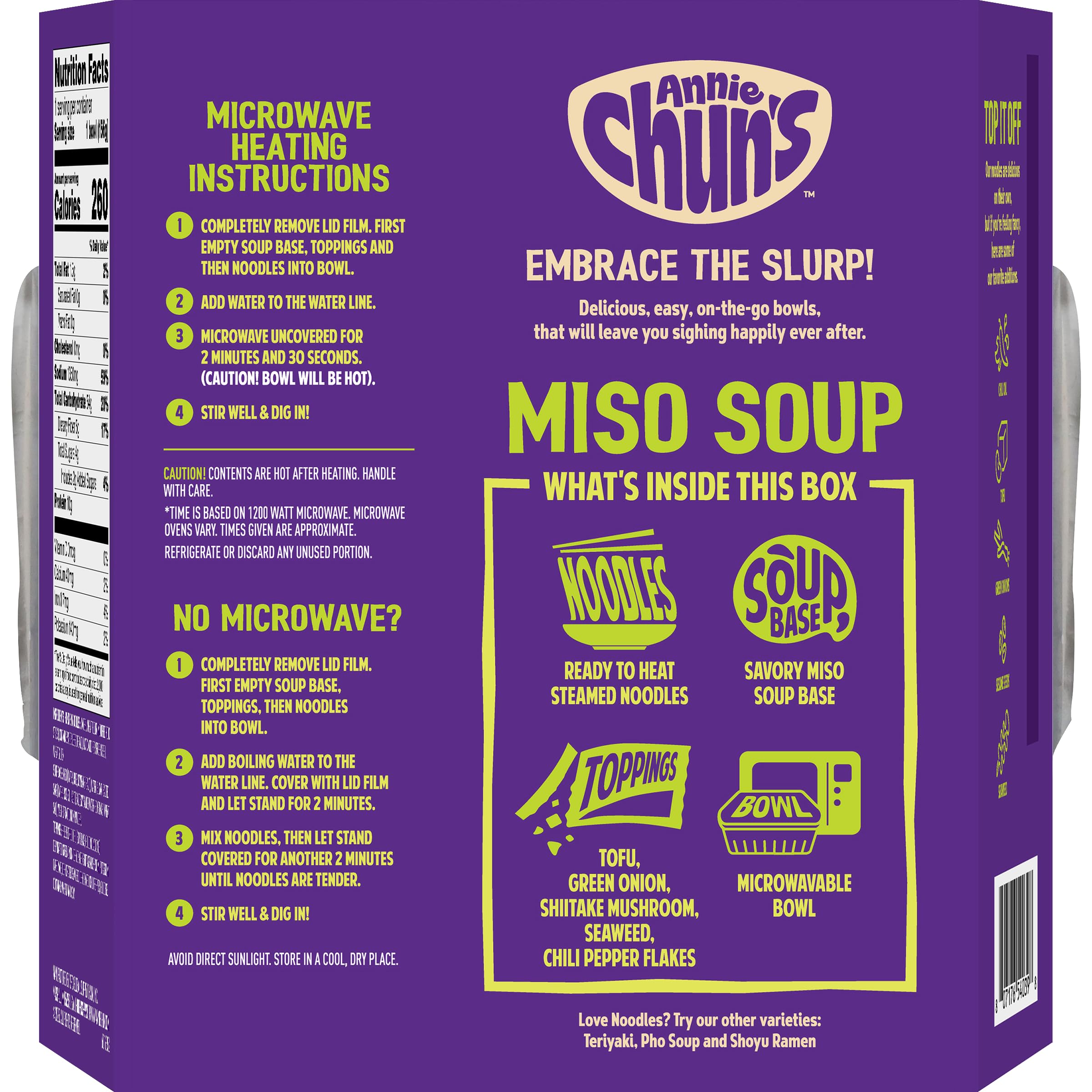 Annie Chun's Soup Bowl Miso ready to heat for a warm, flavorful meal