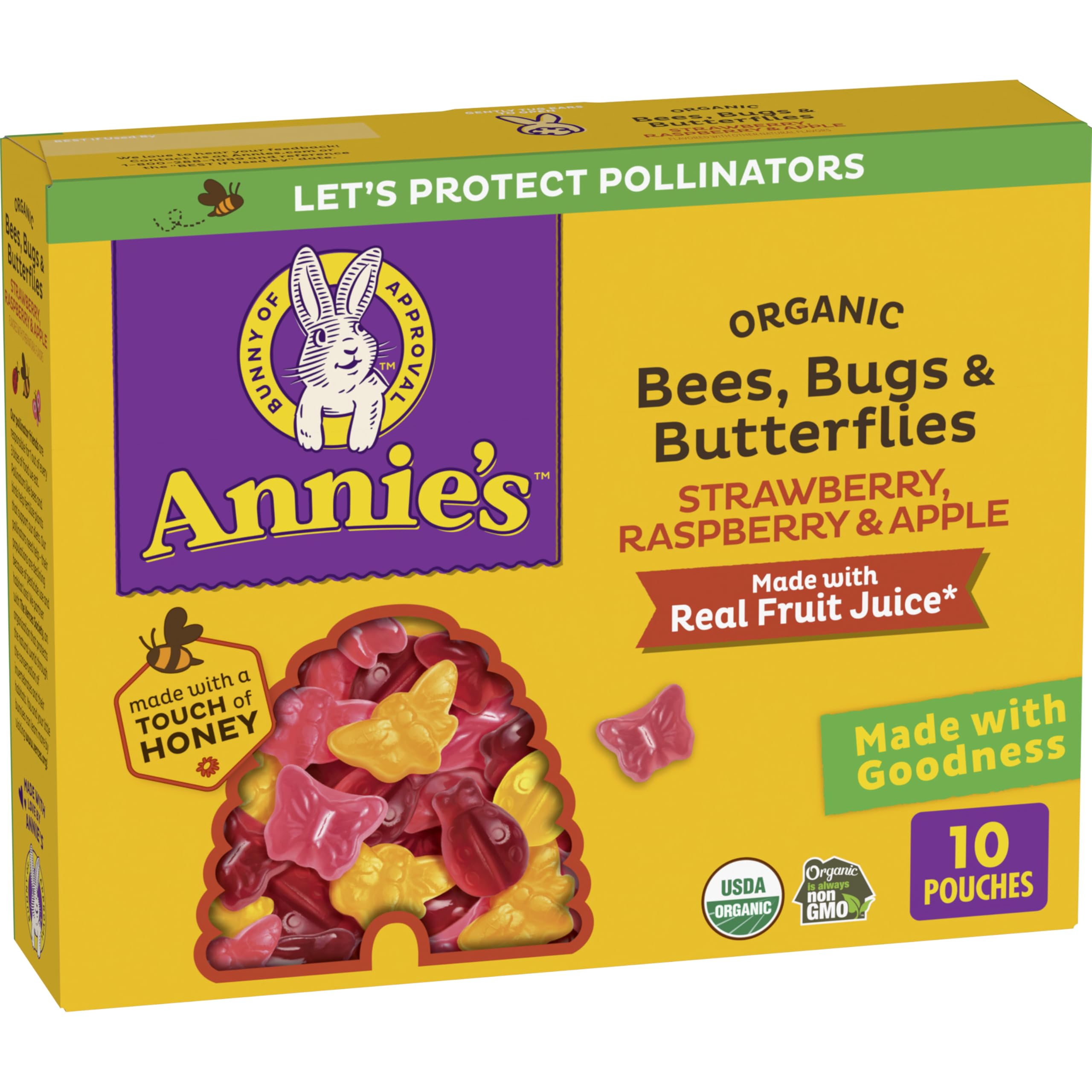Annie's Bees Bugs Butterflies snacks pack front for kid-friendly fun