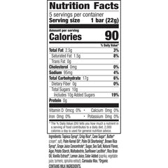 Annie's Birthday Cake Crispy Snack Bars box back, with organic ingredients and allergen info