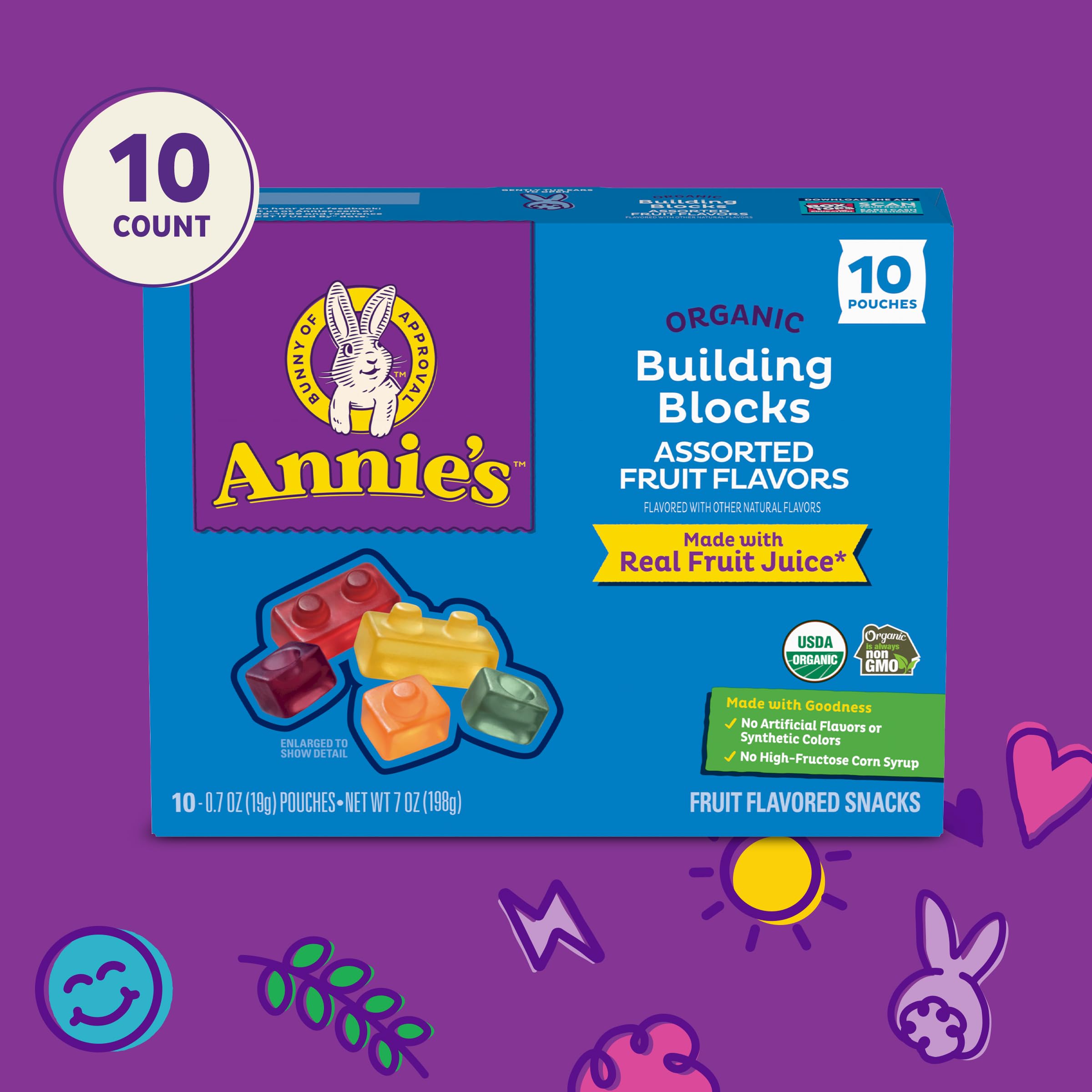7 oz box of Annie's Building Blocks ready for school or after-game snacking.