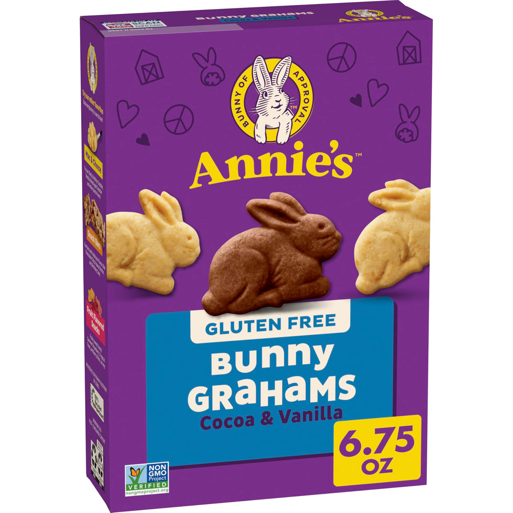 Annie's Bunny Cocoa Vanilla front pack highlights gluten-free snack option