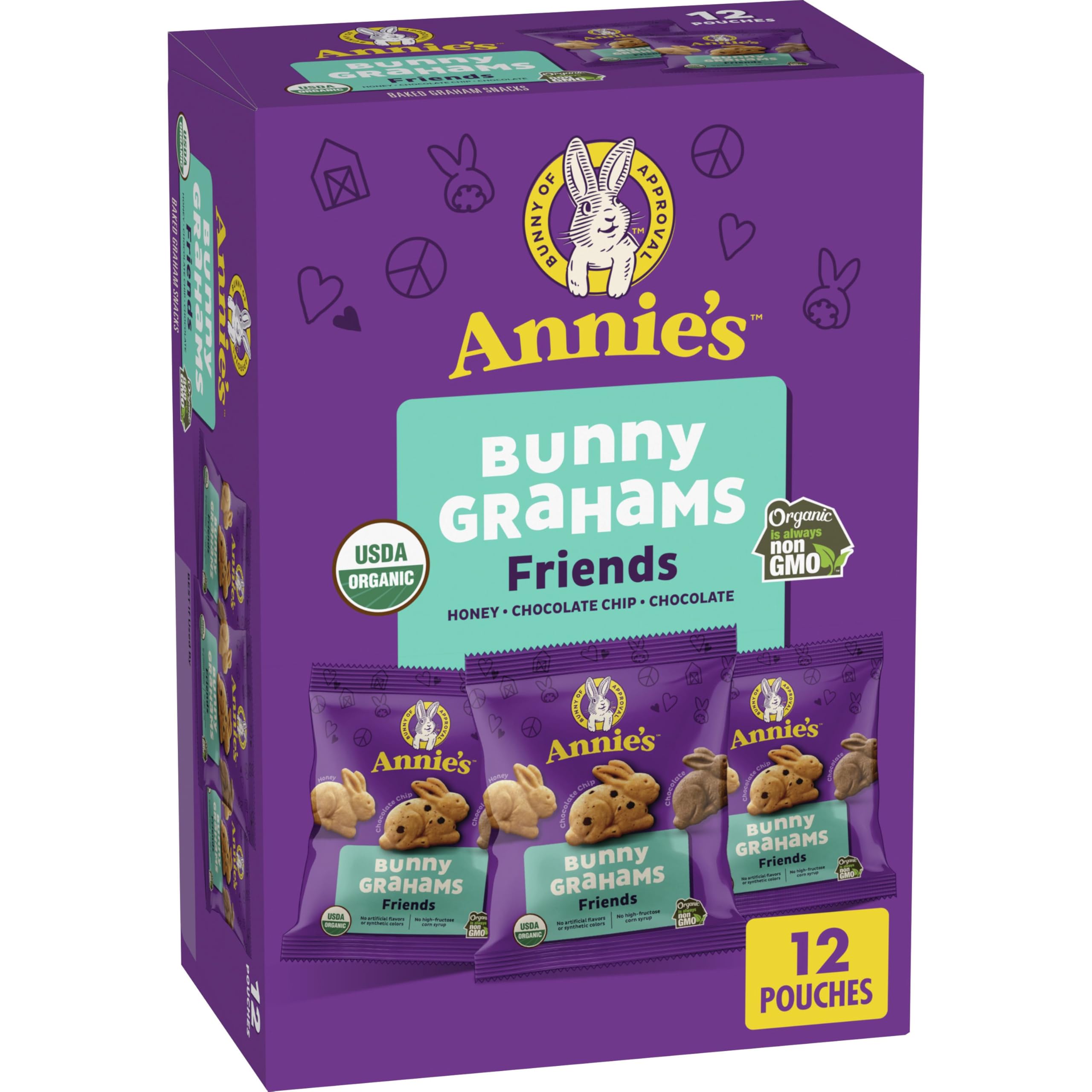 Annie's Bunny Grahams chocolate chip pouch for kid-friendly lunches.
