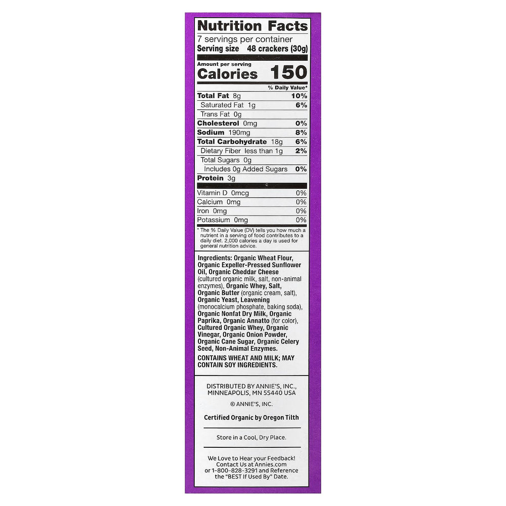 Annie's Cheddar Bunnies bunny shapes, lunchbox-friendly snack kids love.