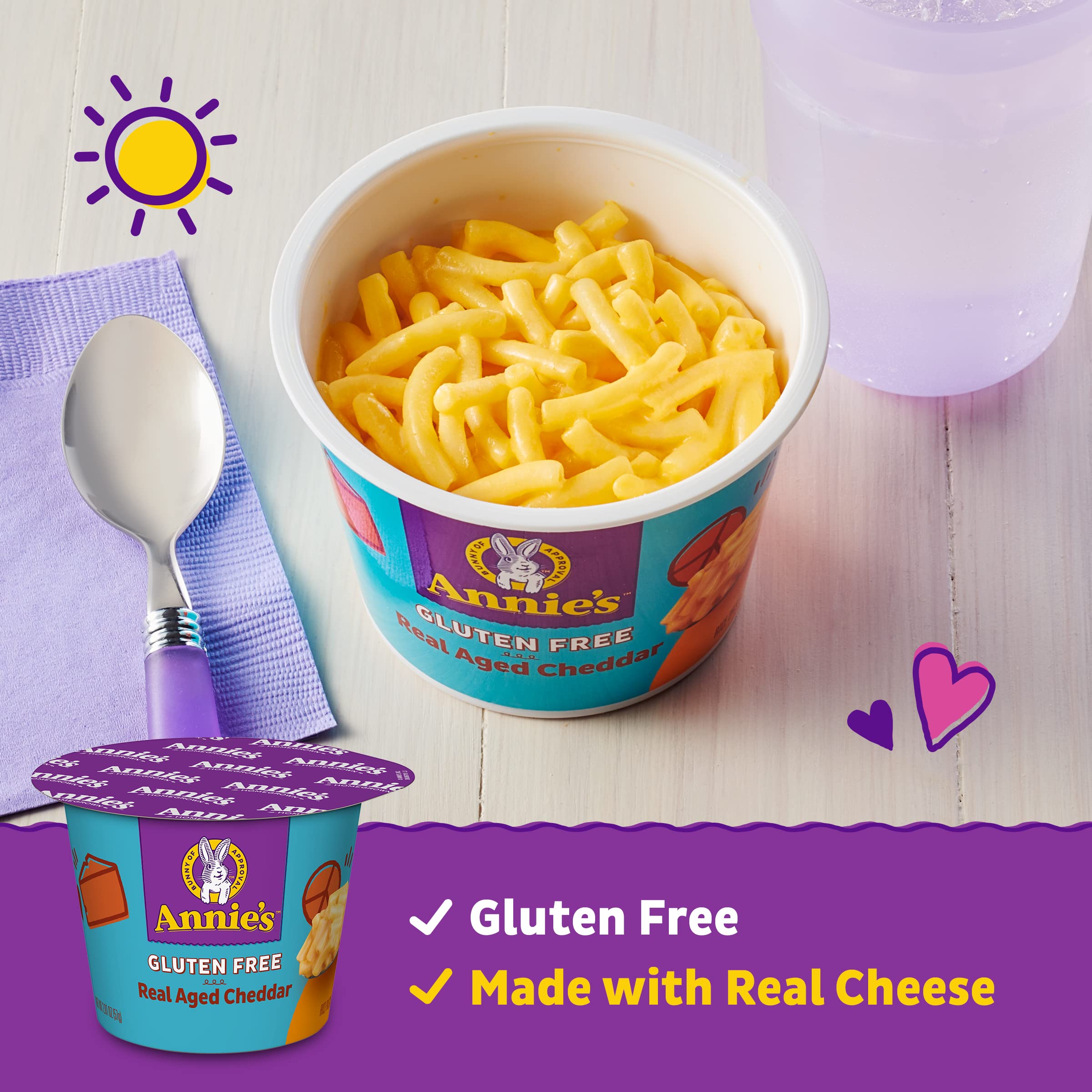 Annie's cheddar cheese packet inside the cup boosts creamy flavor.