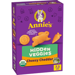 Annie's Cheesy Cheddar Crackers with hidden veggies in a lunchbox pack.
