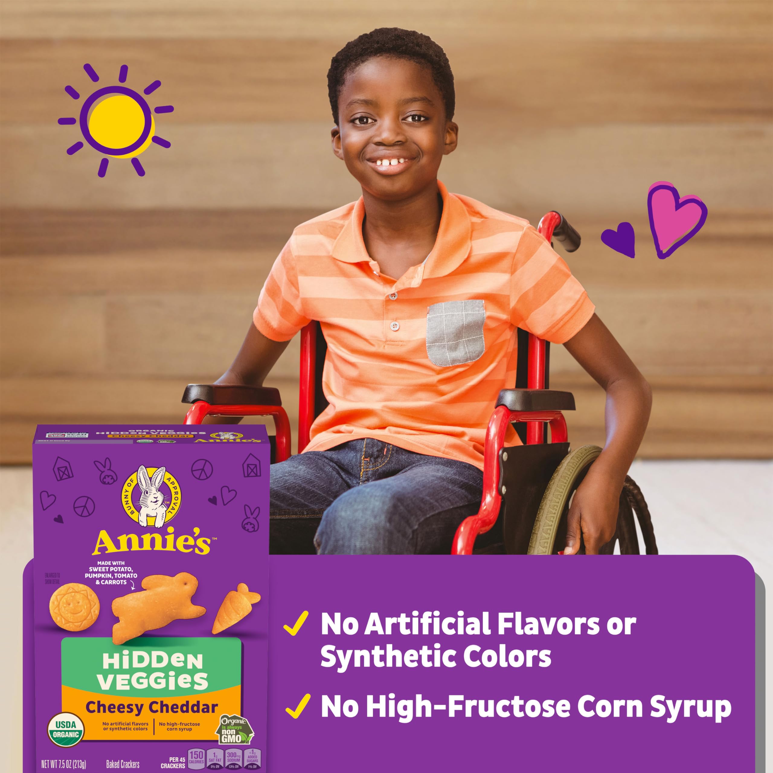Annie's Cheesy Cheddar Crackers deliver kid-friendly flavor and veggie goodness.