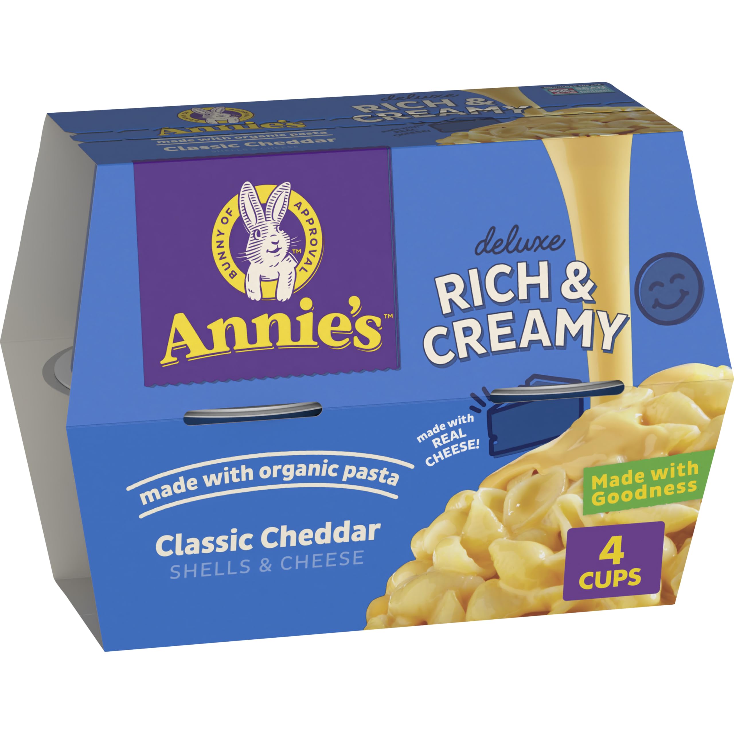 Annie's Classic Cheddar Deluxe with organic pasta shells for wholesome family meals