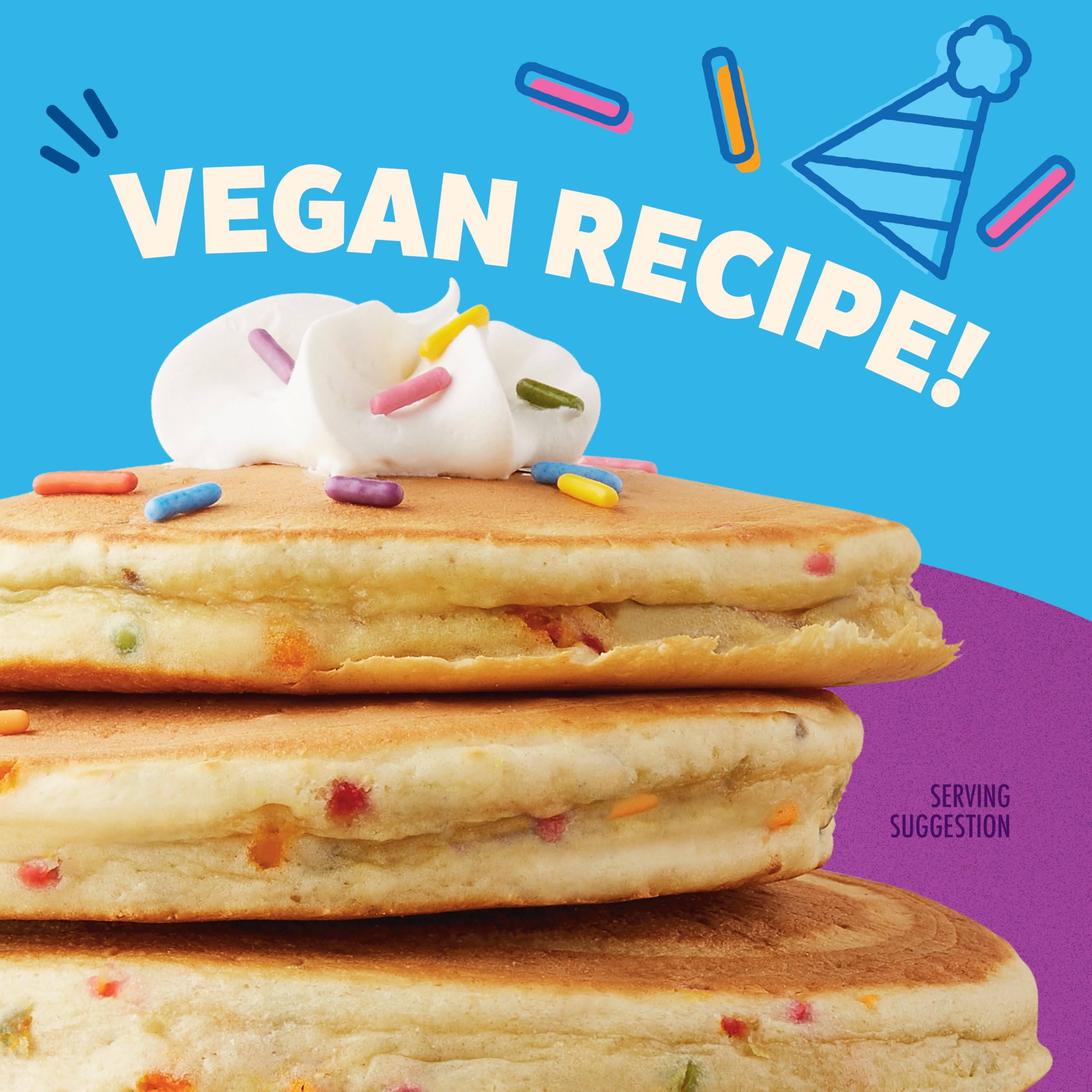 Annie's Confetti Pancake Mix sprinkles appear in batter for whimsy.