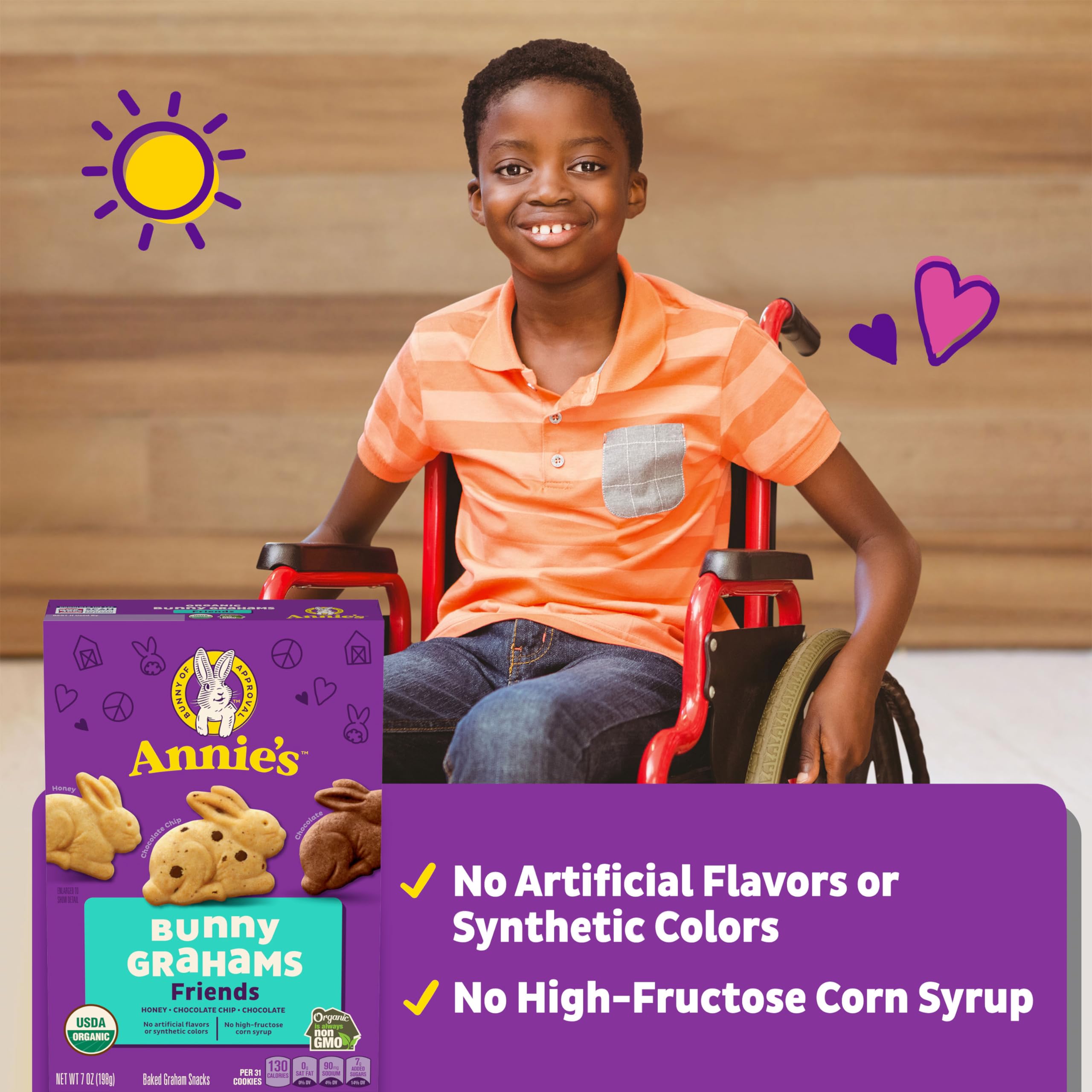Annie's Friends Bunny Grahams organic label highlights certified ingredients.
