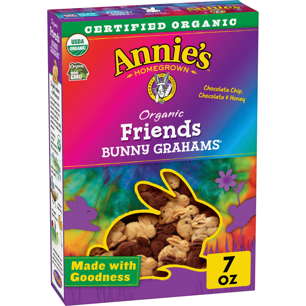 Annie's Friends Bunny Grahams chocolate chip box, organic, kid-friendly lunchbox snack.