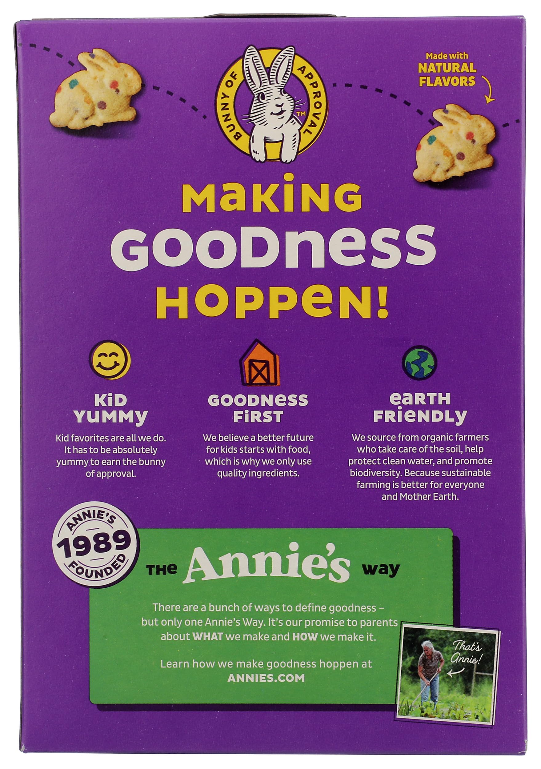 Annie's Homegrown Bunny Grahams shape detail highlights playful lunchbox snacks.