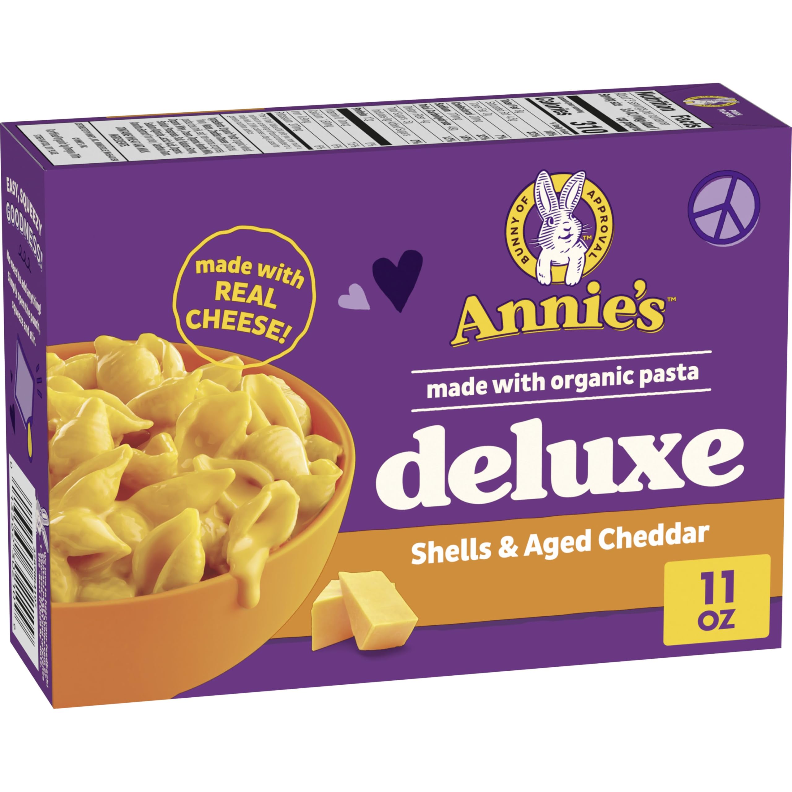 Annie's Homegrown Deluxe Shells box-front for a quick family dinner option.