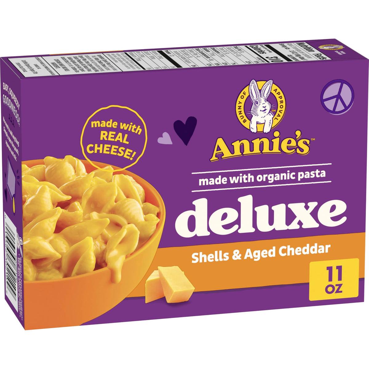 Annie's Homegrown Deluxe Shells box-front for a quick family dinner option.