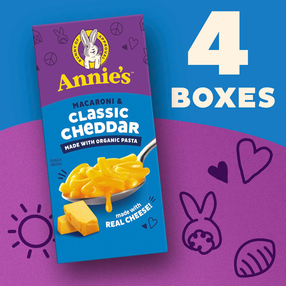 Cooked Annie's macaroni and cheddar presented in a bowl ready in minutes