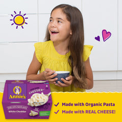 Annie's microwavable mac and cheese packet included for easy prep