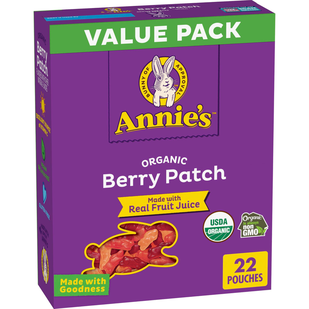 Annie's Berry Patch Bunny Snacks gummies with berry flavors and real fruit juice